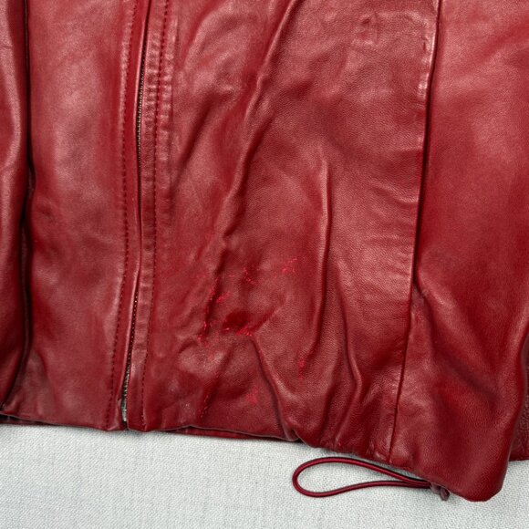 Y2K Siena Studio Leather Jacket Zip Front Red Long Sleeves Lined Size M Medium - Picture 4 of 13